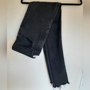 Super Skinny Ultra High Rise Jean - Black Chewed Hem, 28R, Abercrombie & Fitch